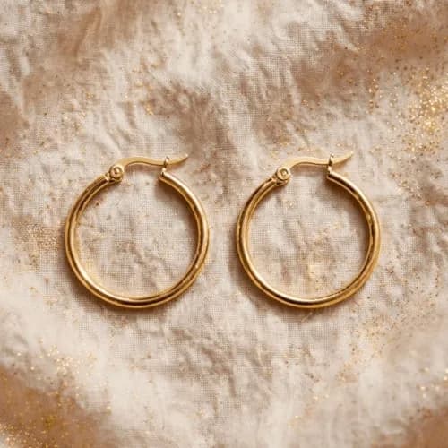 Aros Argollas Acero Dorado
