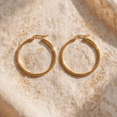 Aros Argollas Acero Dorado
