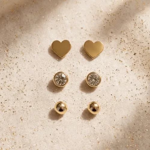 Aros Acero Dorado 3 Pares