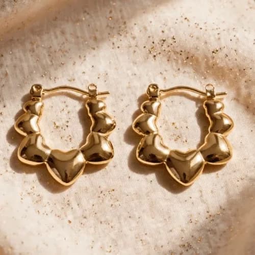 Aros Acero Dorado Argollas Infladas