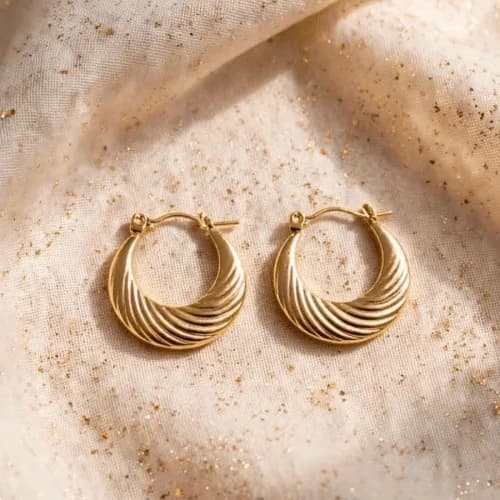 Aros Argollas Labradas Acero Dorado