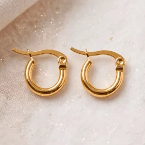 Aros Argollas Acero Dorado