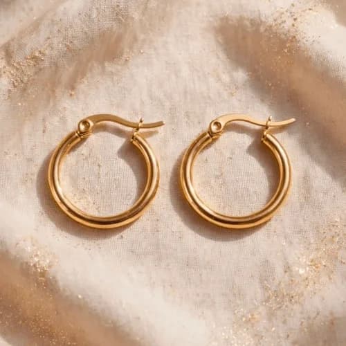 Aros Argollas Acero Dorado