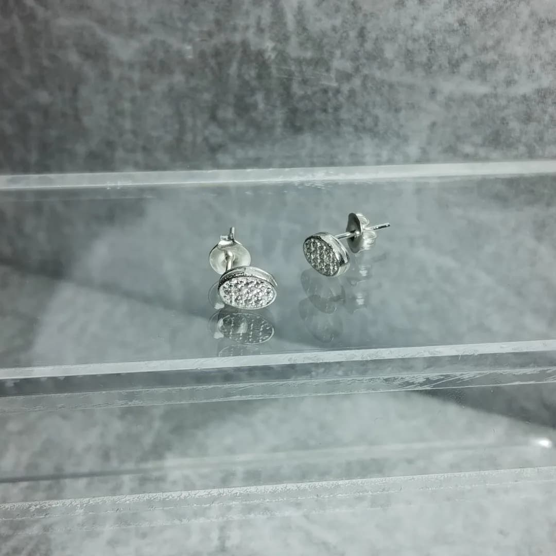 Aros Plata Mini Oval con Zircones