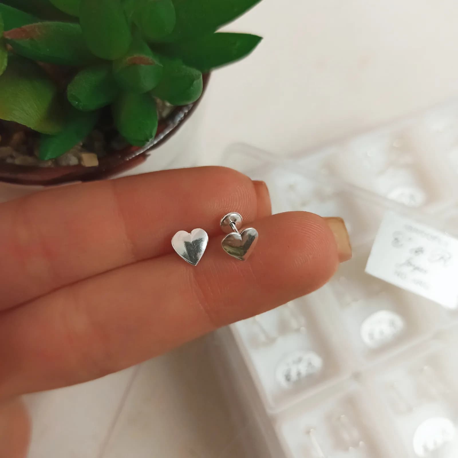 Aros Abridores Corazon Chato Plata 925