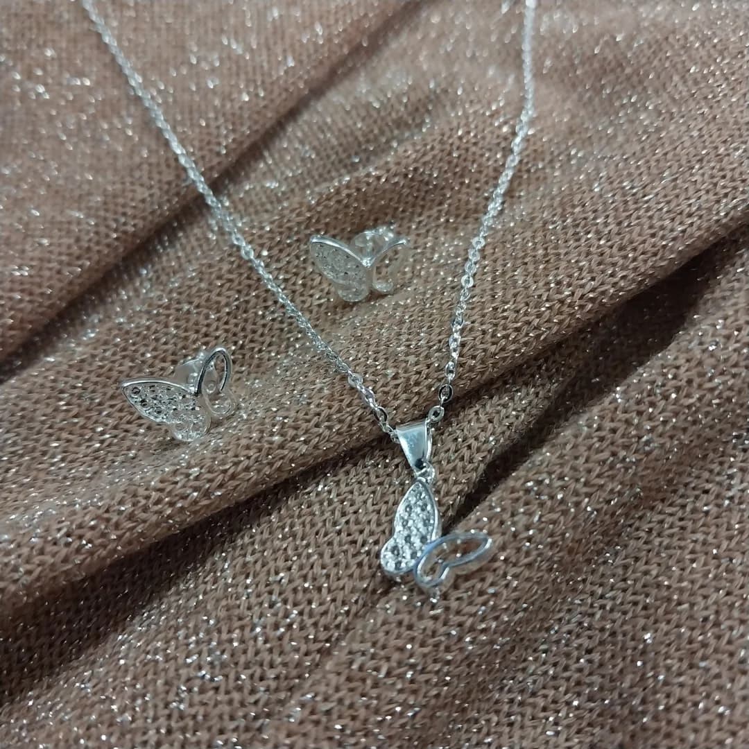 Conjunto Acero Blanco Mariposas