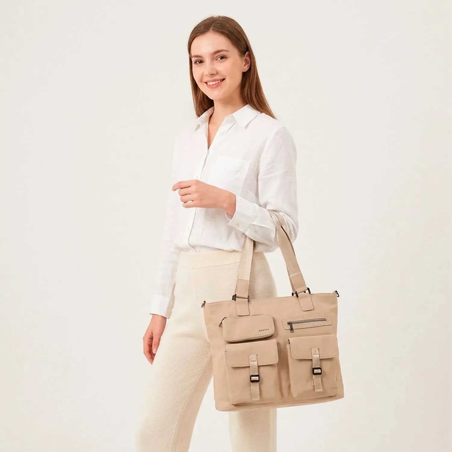 Cartera Portanotebook Amayra Crema