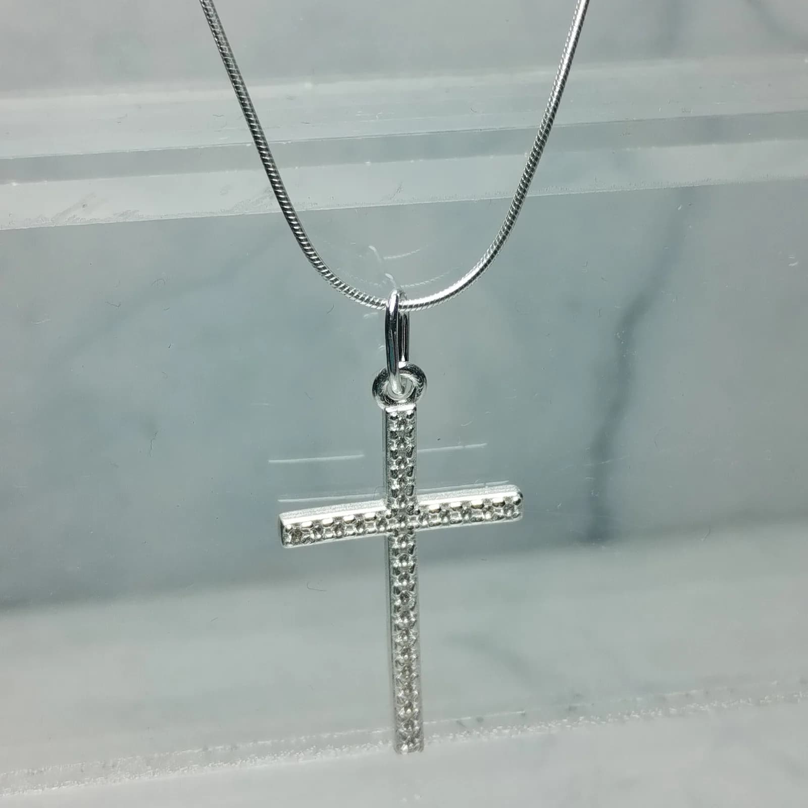 Dije Plata Cruz Palo con Zircones