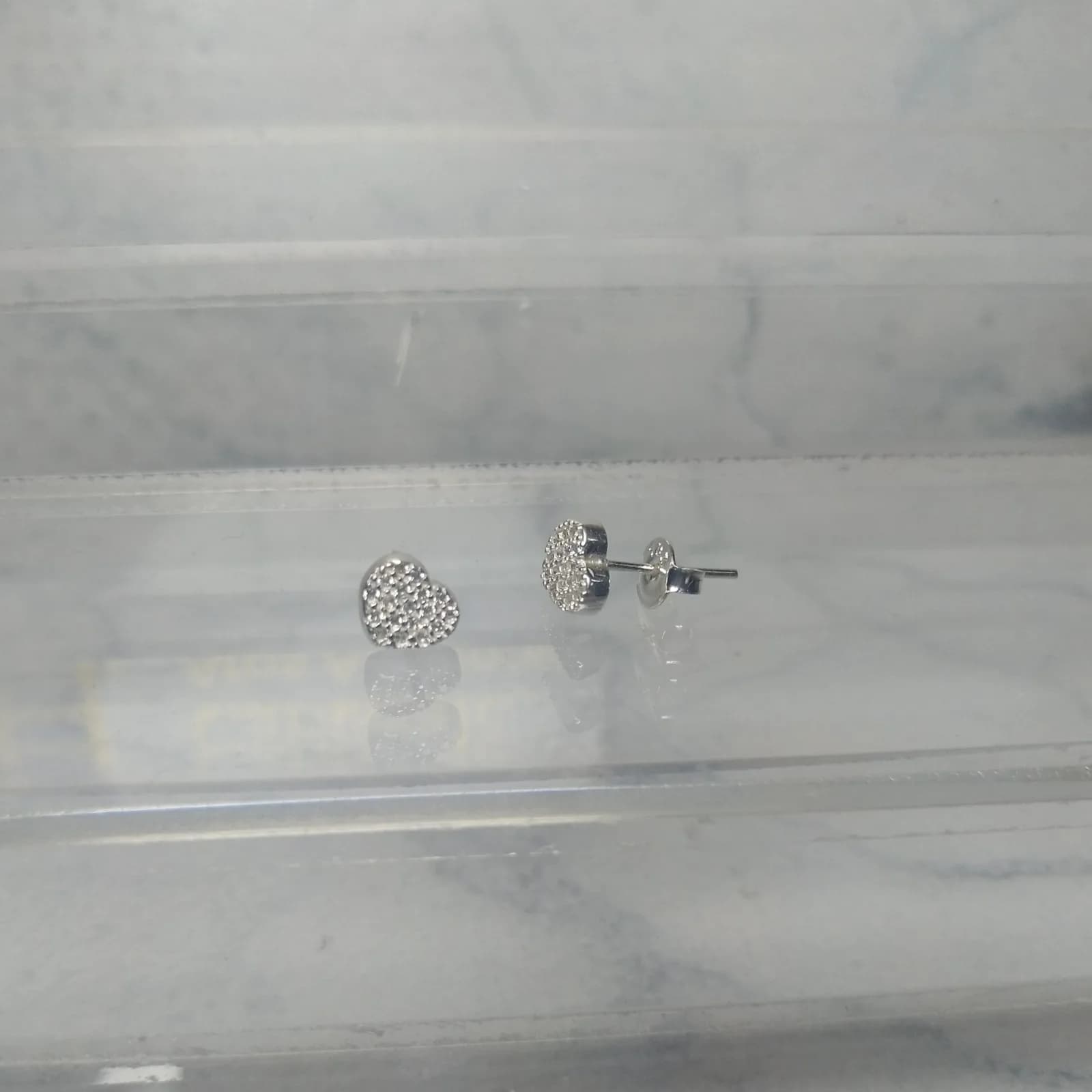 Aros Plata 925 Mini Corazon con Zircones