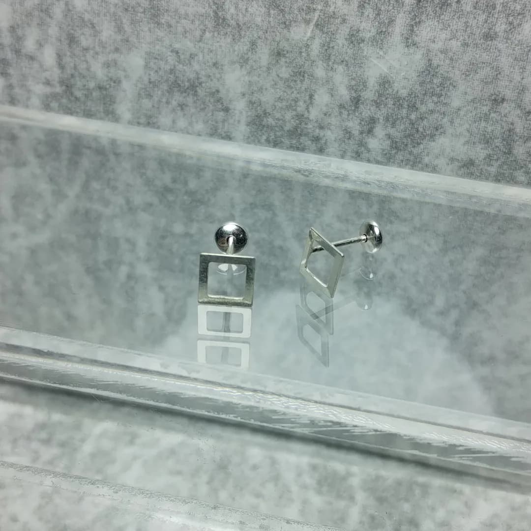 Aros Abridores Plata 925 Mini Forma Cuadrada