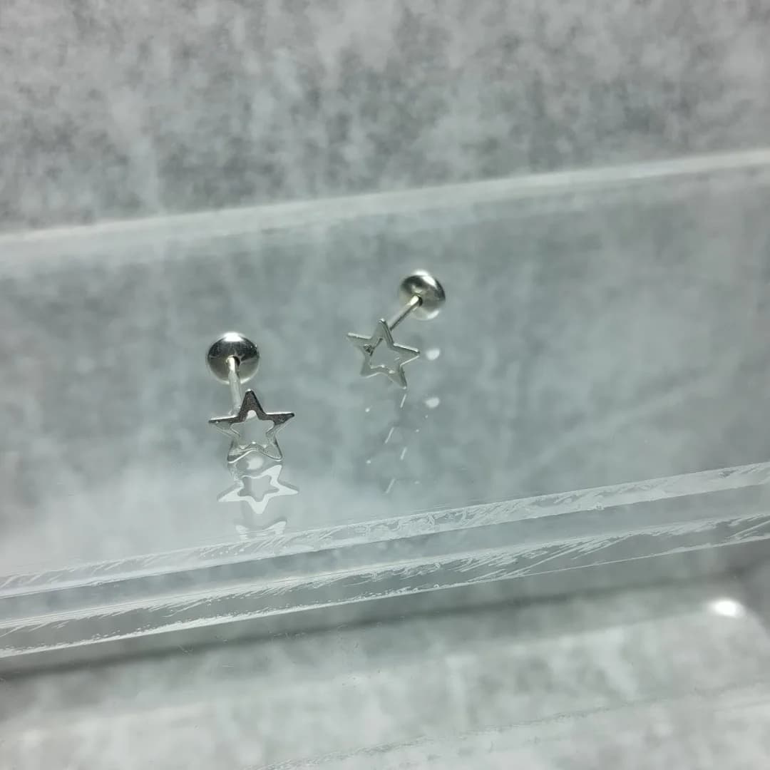 Aros Abridores Plata 925 Mini Estrella Calada