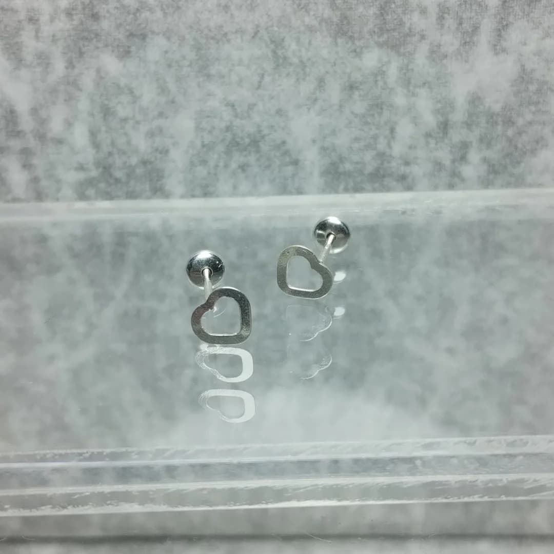 Aros Abridores Plata 925 Mini Corazon Calado