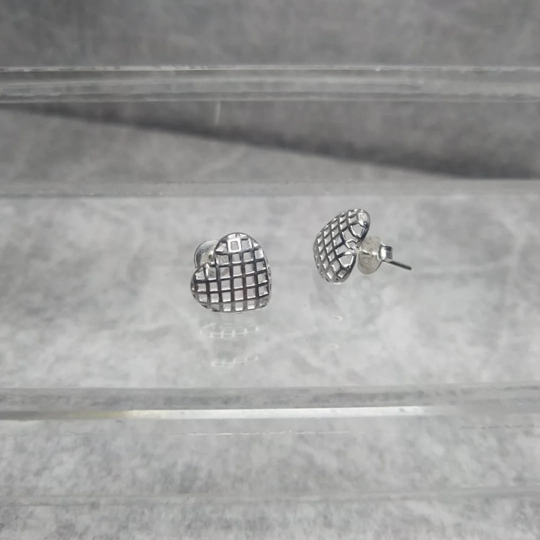Aros Plata Corazon Enrejado
