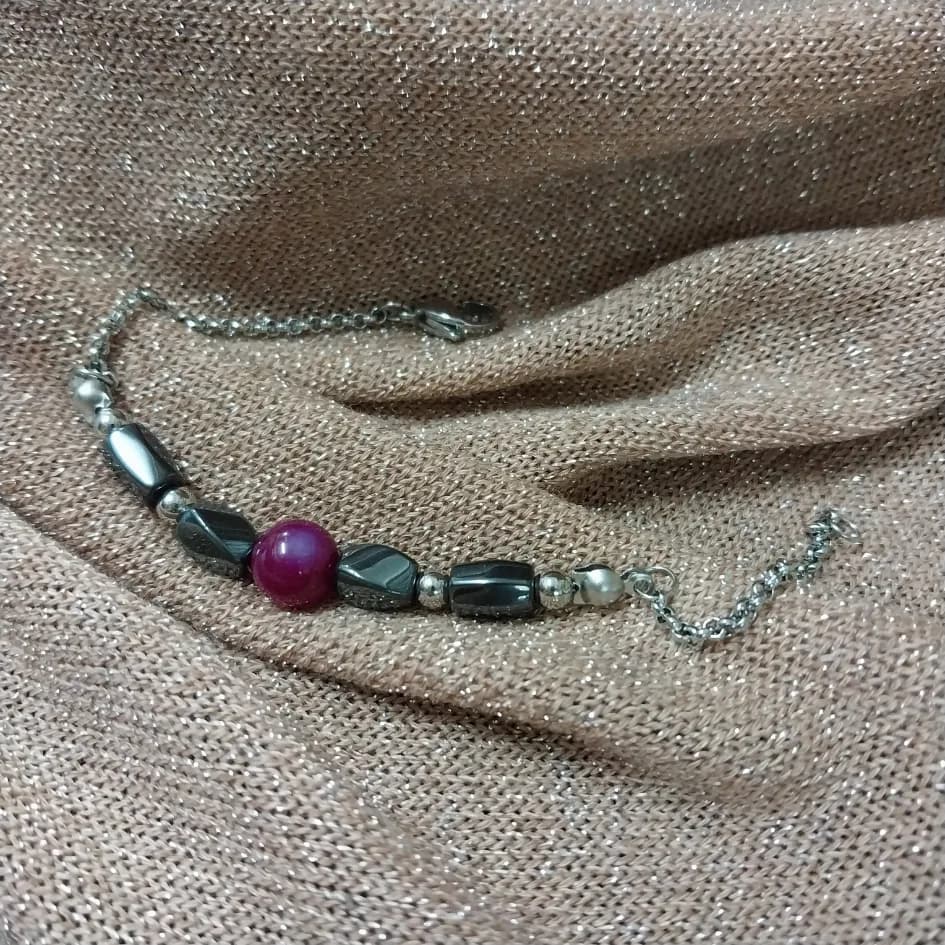 Pulsera Acero Quirurgico Mini Rolo Hematite Cilindro