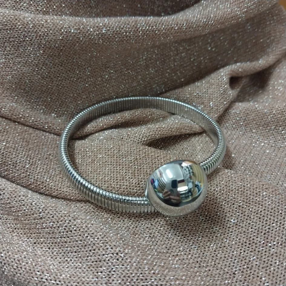 Pulsera Acero Quirurgico Esclava Abierta Media Bola