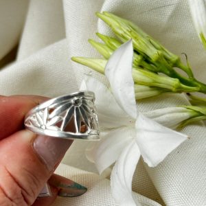 Anillo de plata 925 macizo calado flor