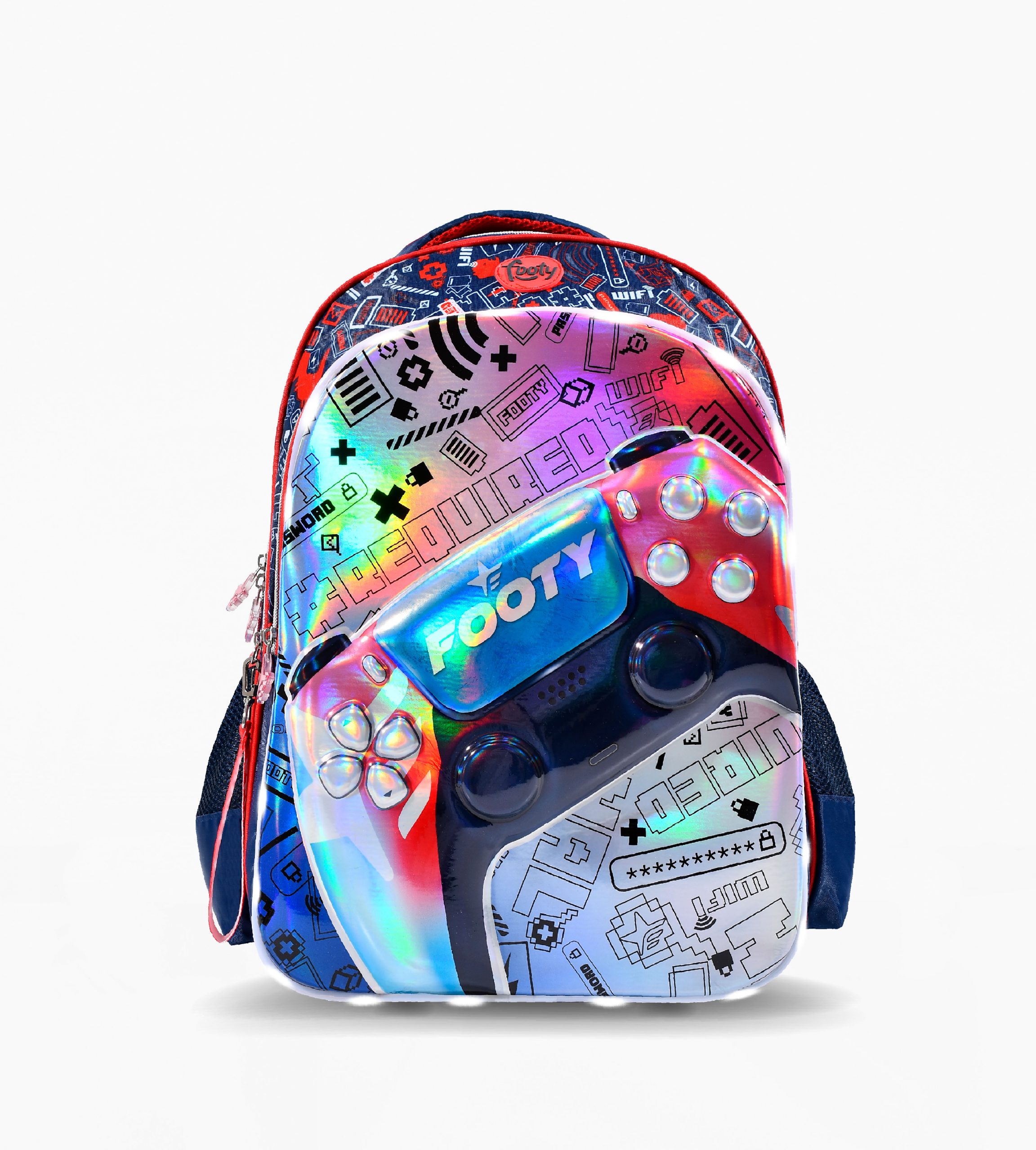 Mochila Espalda 18'' Pelota Futbol 3d Con Luz Led Footy