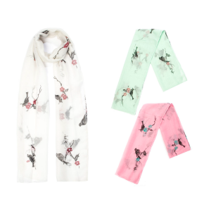 PASHMINA ANGOSTA ESTAMPADA BIRDS