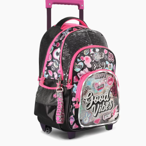 F2121 MOCHILA CARRO 18″ GOOD VIBES NEGRA CON LUZ LED FOOTY