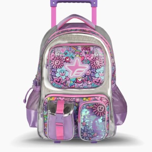 F2181 MOCHILA CARRO 18″ FLOWERS LILA FOOTY