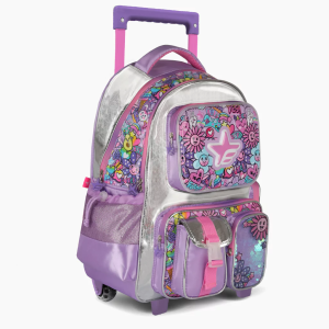 F2181 MOCHILA CARRO 18″ FLOWERS LILA FOOTY