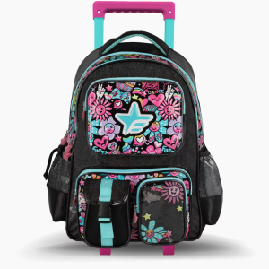 F2181 MOCHILA CARRO 18″ FLOWERS NEGRA FOOTY