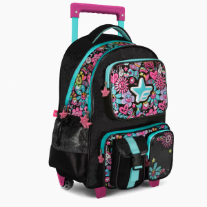 F2181 MOCHILA CARRO 18″ FLOWERS NEGRA FOOTY