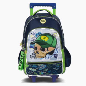 MOCHILA CARRO 18″ SKULL VERDE CON LUZ LED FOOTY