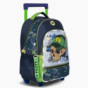 MOCHILA CARRO 18″ SKULL VERDE CON LUZ LED FOOTY