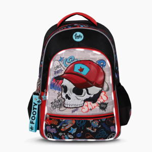 MOCHILA ESPALDA 18″ SKULL ROJO CON LUZ LED FOOTY