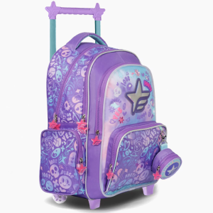 MOCHILA CARRO 18″ HOLOGRAM STAR VIOLETA CON LUZ LED FOOTY