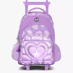 MOCHILA CARRO 18″ SUPER HEART LILA CON LUZ LED FOOTY