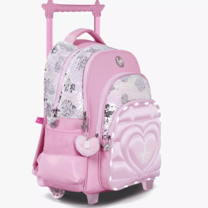 MOCHILA CARRO 18″ SUPER HEART ROSA CON LUZ LED FOOTY