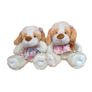 C7225 PELUCHE PERRO CON VESTIDO FLOREADO