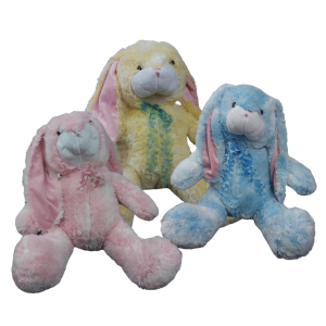 PELUCHE INFANTIL GRANDE CONEJO 3 COLORES EN ROSA, AMARILLO Y CELESTE ART C7746