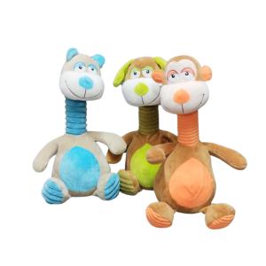 C7756 PELUCHES INFANTILES ANIMALES CON CUELLO LARGO CON COLOR CELESTE, VERDE Y NARANJA