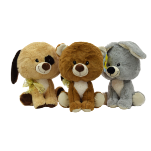 PELUCHE INFANTIL MEDIANO PERRO 12.5" EN COLOR BEIGE, MARRON Y GRIS