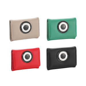 BILLETERA PARA MUJER DE LA MARCA ONA SAEZ CORTA EN COLOR NUDE, ROJO, VERDE Y NEGRO
