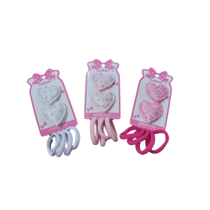 LH51-247-08 SET ACCESORIOS DE PELO GOMITAS CON CORAZON