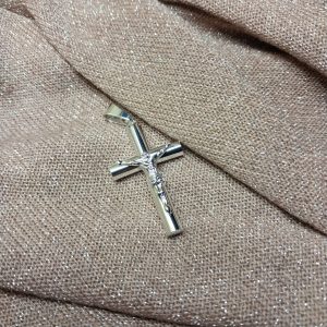 DIJE ACERO BLANCO CRUZ CON CRISTO DA1009