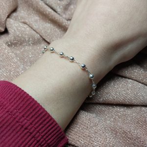 PULSERA ACERO BLANCO BOLA 4MM PC11161