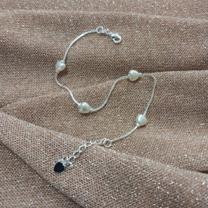 PULSERA ACERO BLANCO PERLA CORAZON PC1200