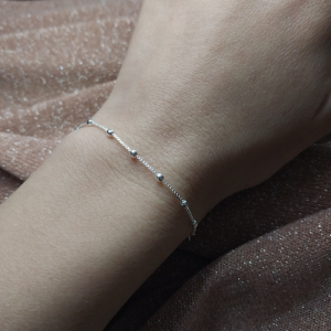PULSERA ACERO BLANCO VENECIANA CON BOLITAS PC1321