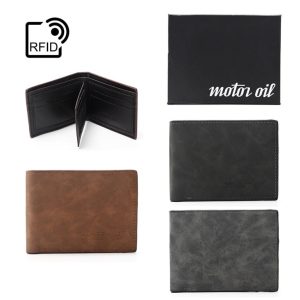 BILLETERA PARA HOMBRE SISTEMA RFID SIMIL CUERO CON CAJA DE PRESENTACION DE LA MARCA MOTOR OIL ARK / SKU 100333
