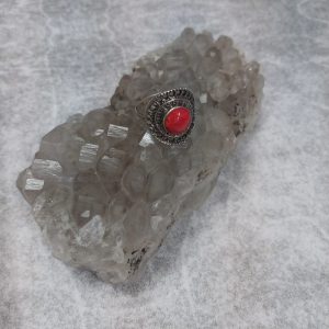 ANILLO PLATA 925 MACIZO CON PIEDRA ROJO
