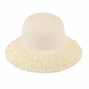 12UO7473 CAPELINA RAFIA CON FLECOS LA CHAPELLE