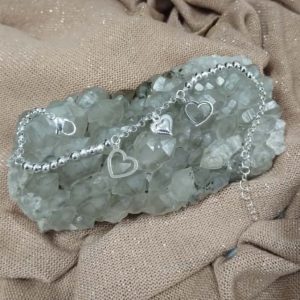 PULSERA ACERO BLANCO CORAZONES 401-47