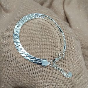 PULSERA ACERO BLANCO ESLABON CHATO 518-18