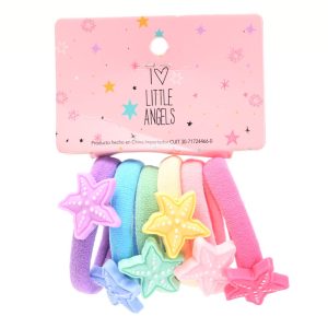COLITA DE PELO LITTLE ANGEL ESTRELLAS DE MAR 6 UNIDADES PL-1597-10