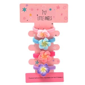 COLITA DE PELO LITTLE ANGEL FLOR 4 UNIDADES PL-1606-02